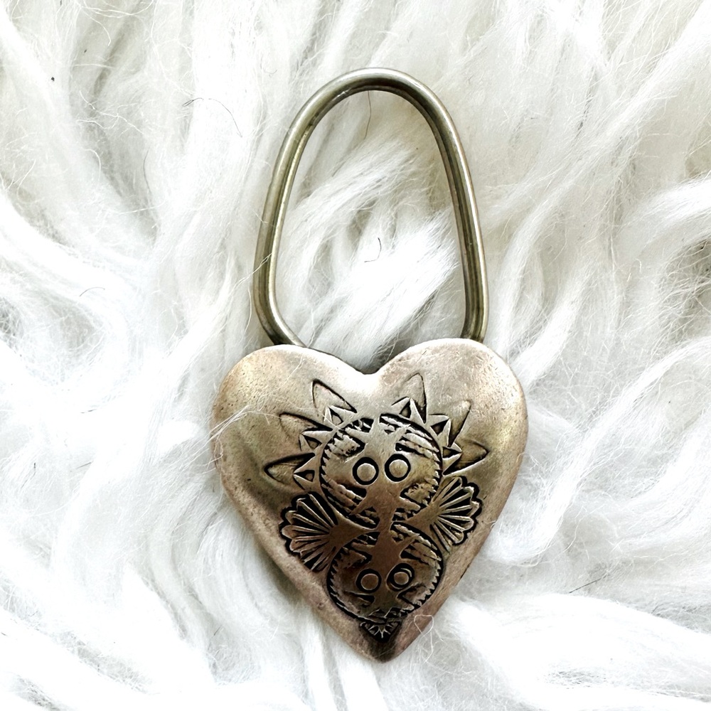 Sterling Silver Navajo Heart Lock Pendant Keyholder